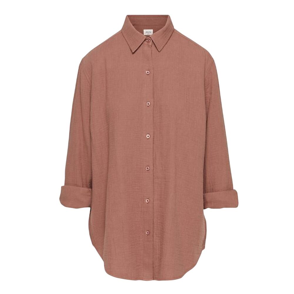 Wilfred Free Relaxed Brown Gauze Button Front Shirt Size S